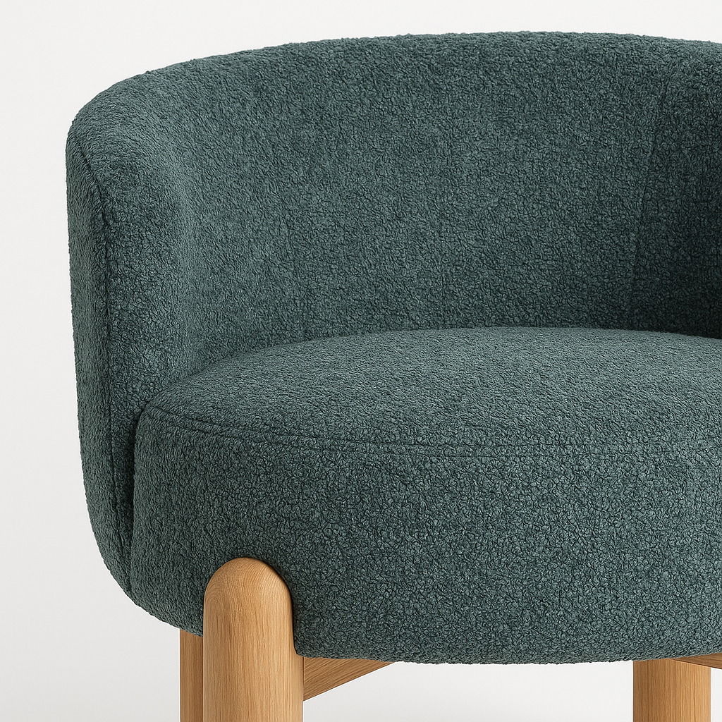 Velour Crest Chenille Wooden Armchair