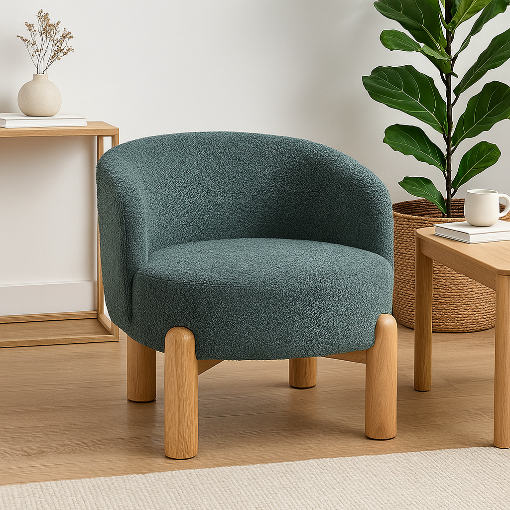 Velour Crest Chenille Wooden Armchair