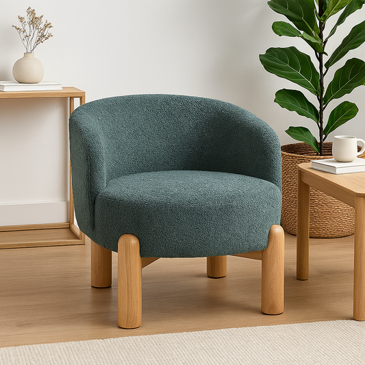 Velour Crest Chenille Wooden Armchair