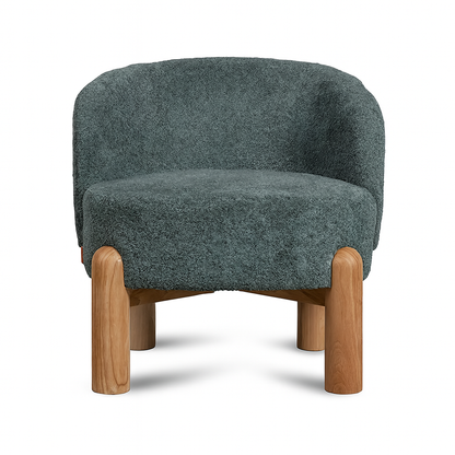 Velour Crest Chenille Wooden Armchair