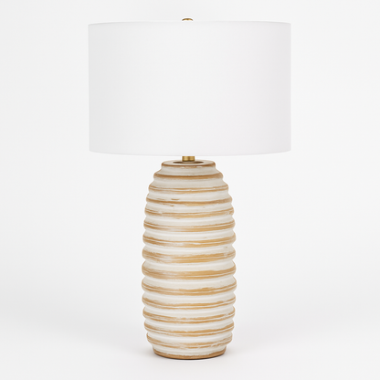 Textured Ceramic Table Lamp with White Fabric Shade