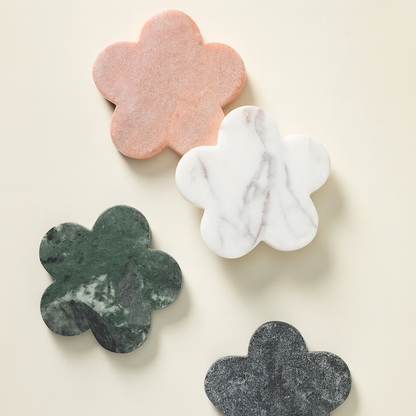 Floral Marble Coasters – Set of 4