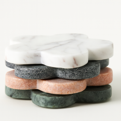 Floral Marble Coasters – Set of 4