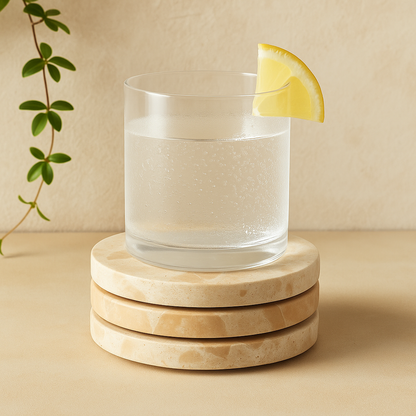 Gold Marble Round Coasters – Set of 4