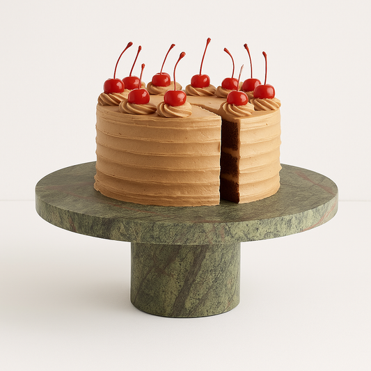 Green Marble Cake Stand – Round Pedestal