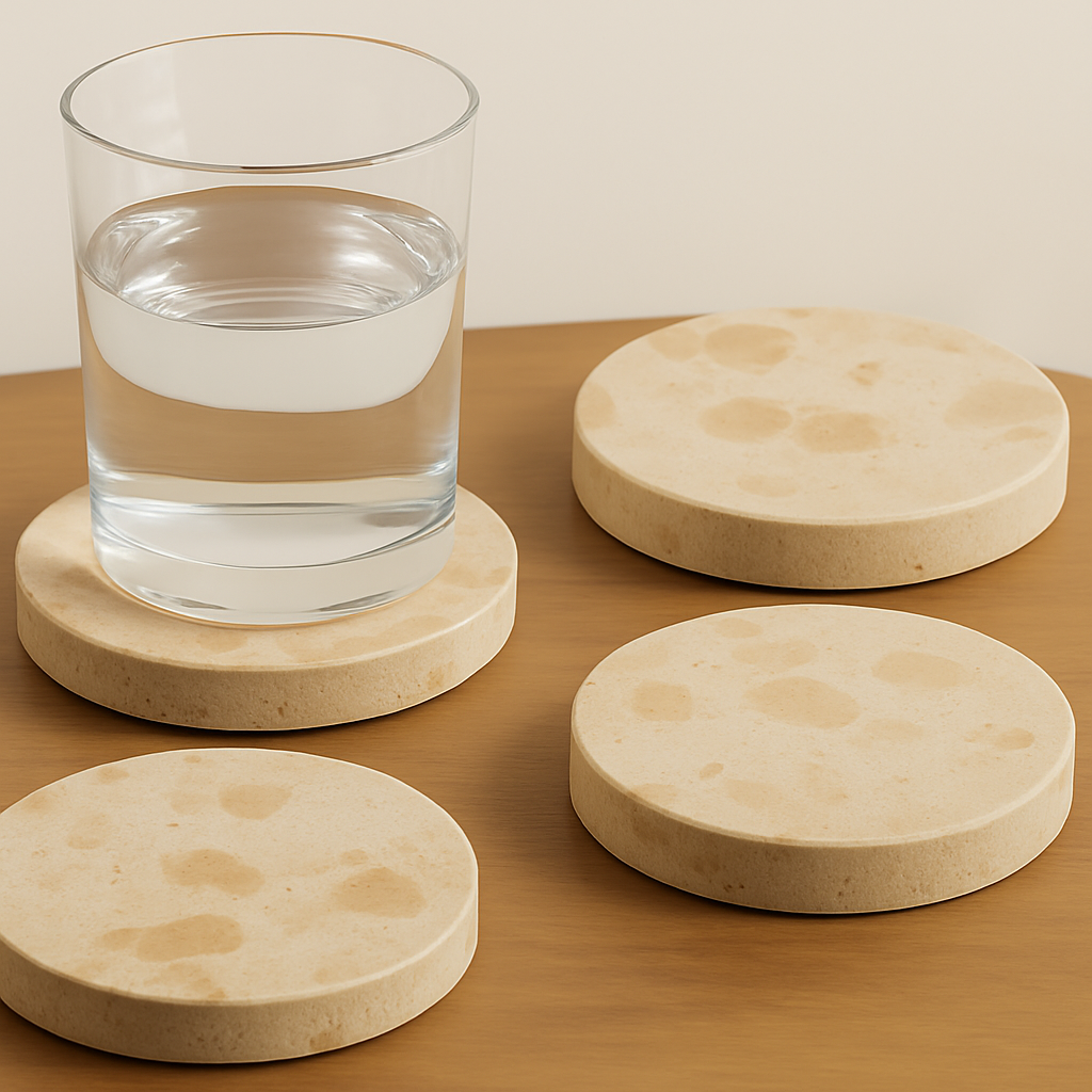 Gold Marble Round Coasters – Set of 4