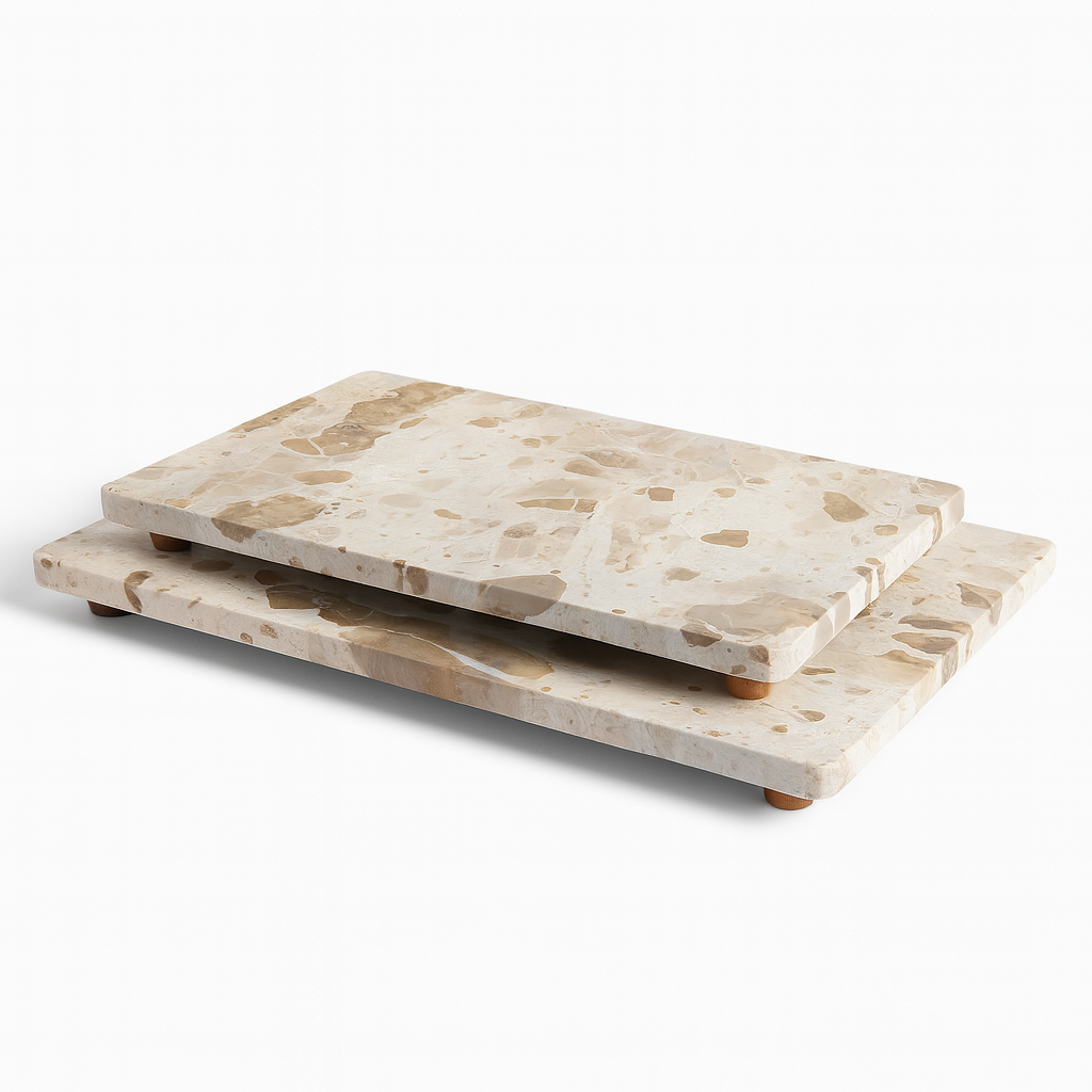 Golden Marble Riser Stand Set – 2 Piece