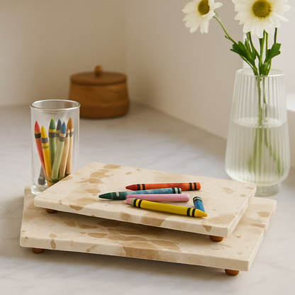 Golden Marble Riser Stand Set – 2 Piece