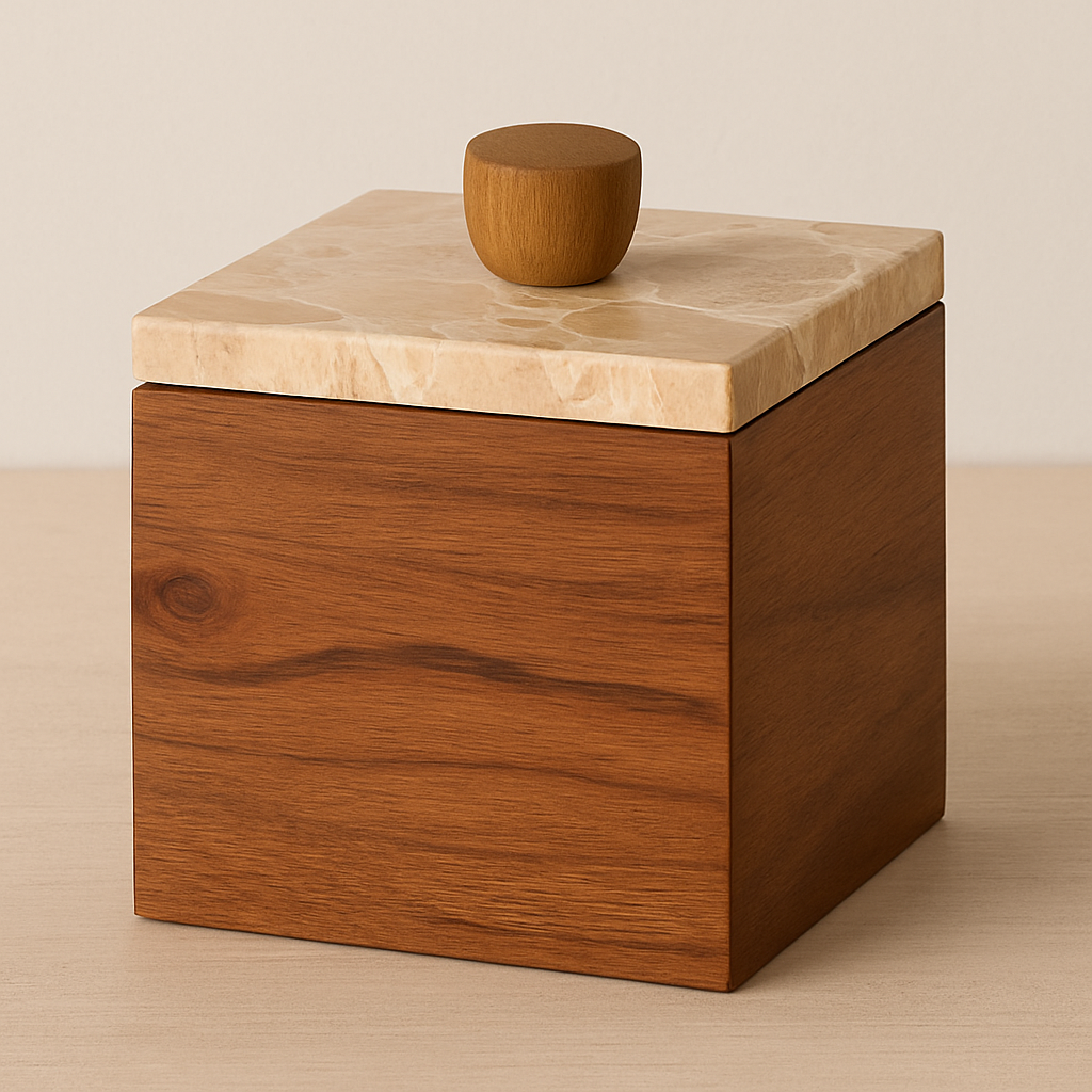 Wooden Storage Box with Marble Lid