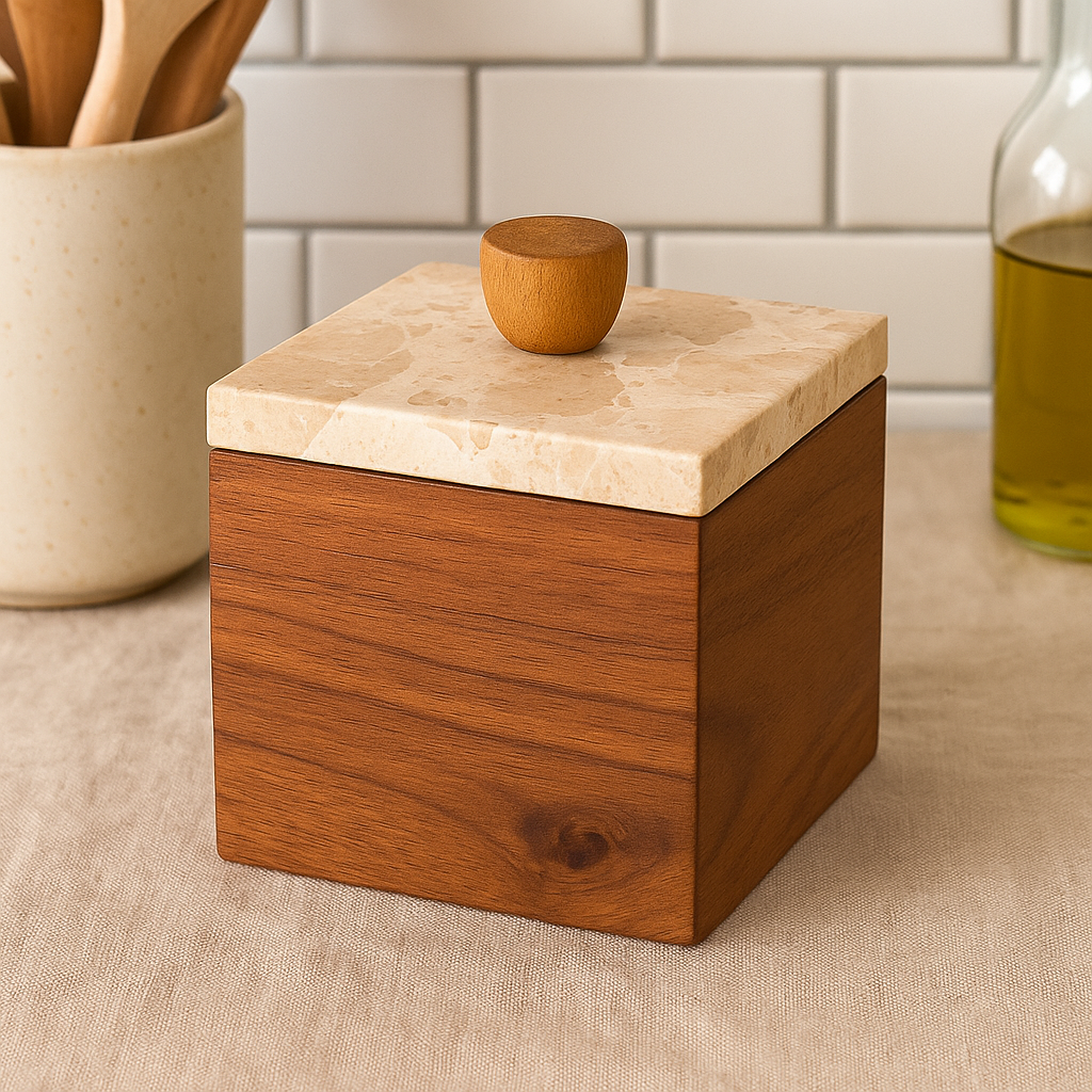 Wooden Storage Box with Marble Lid