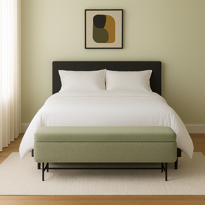 Sequoia Polyester Storage Bench with Steel Legs – Comfortable Upholstered Seating