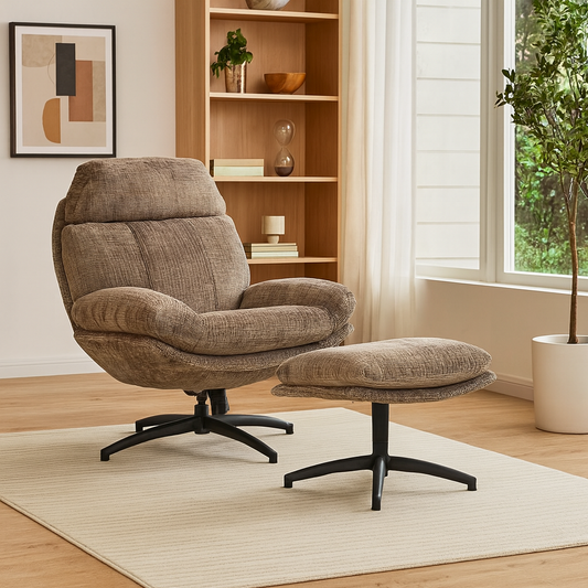 Hoopie Cotton Chair with Ottoman – Plush Comfort & Modern Design