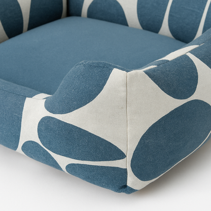 Rectangular Printed Pet Bed with Raised Bolster
