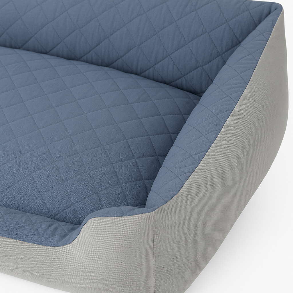 Large Quilted Rectangular Pet Bed with Bolsters