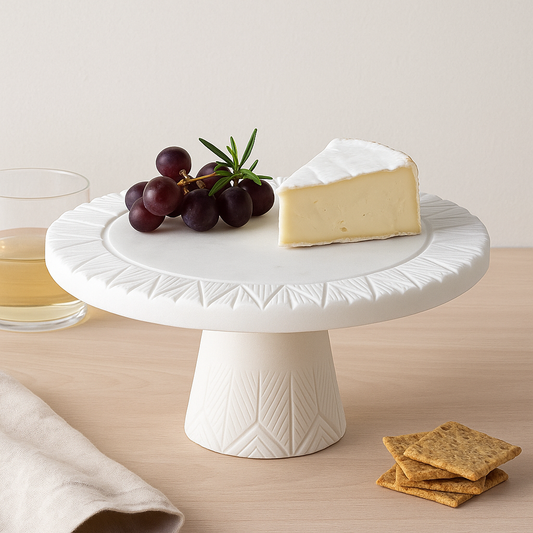 White Carved Marble Cake & Dessert Stand – Pedestal