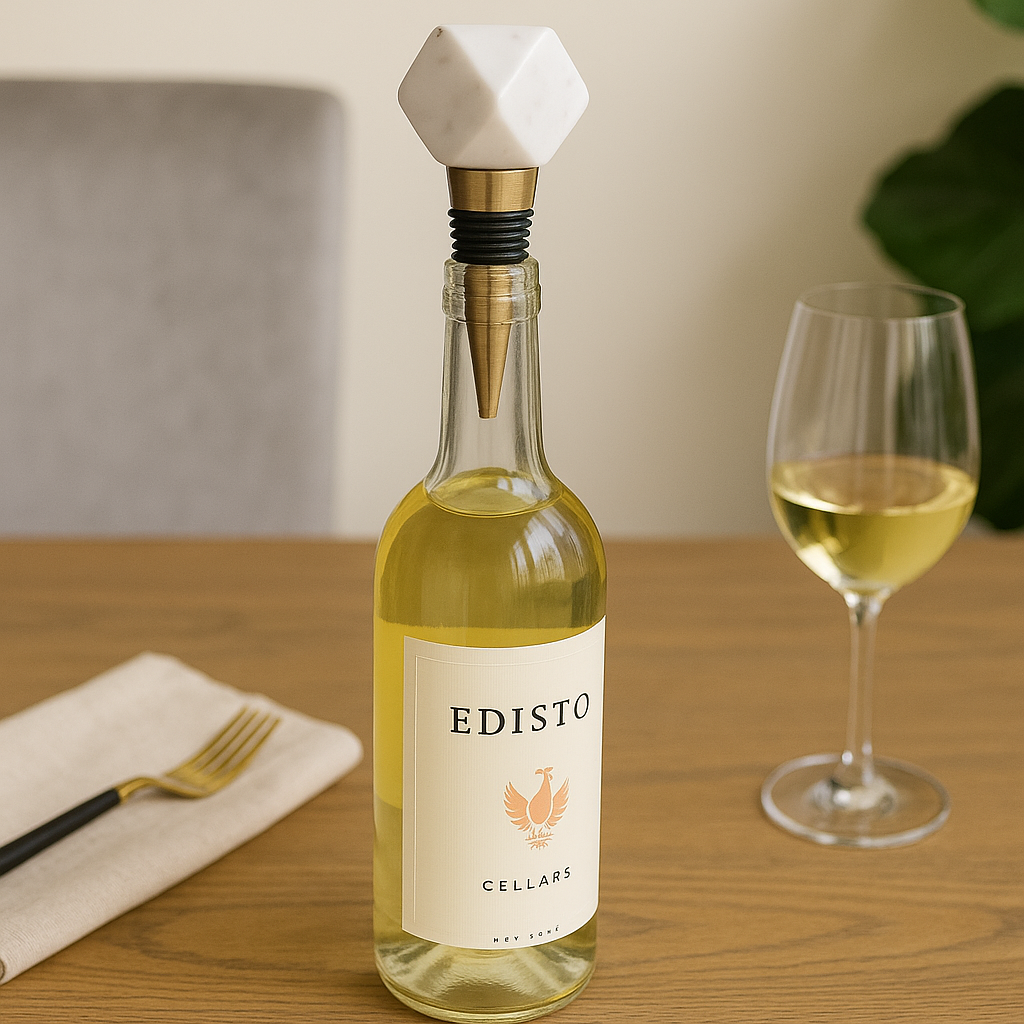 Marble & Brass Wine Stoppers – Set of 3