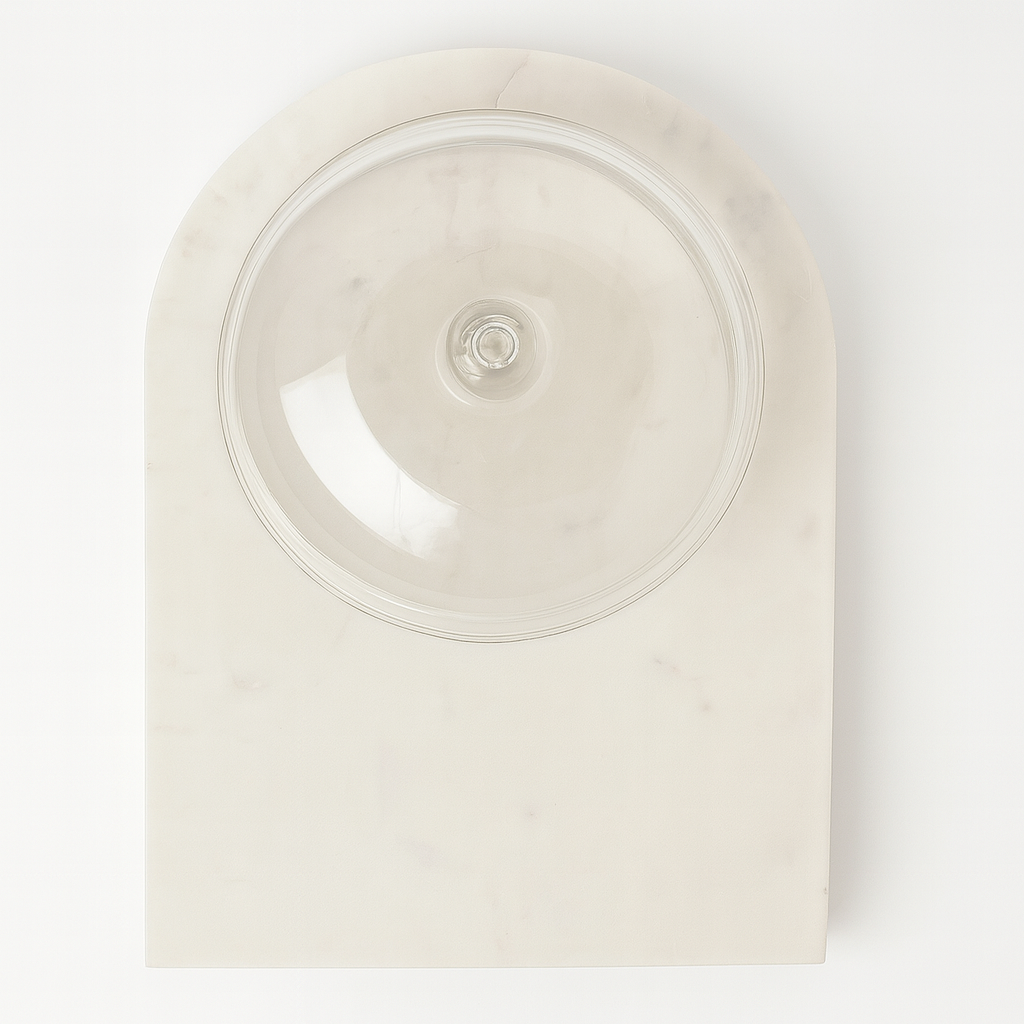 White Marble Serving Platter with Glass Dome
