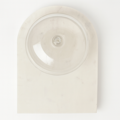White Marble Serving Platter with Glass Dome