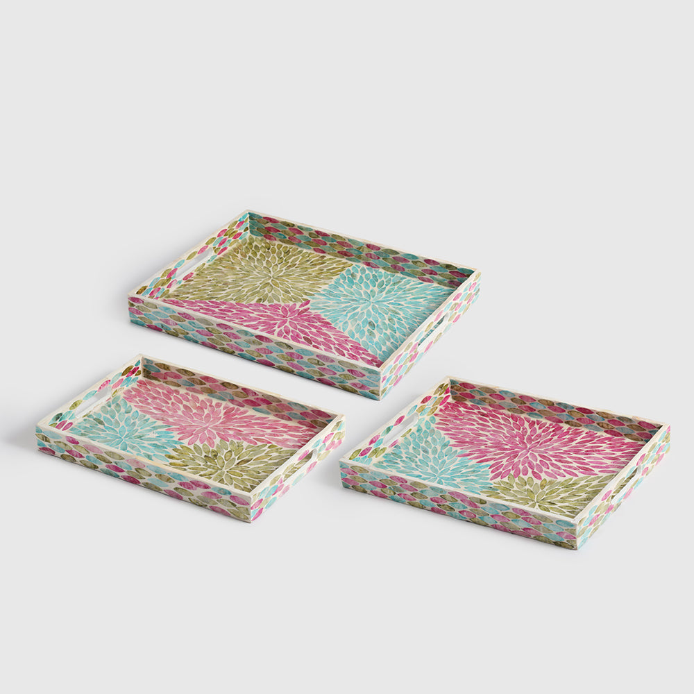 Difix Pearl Trays – Elegant Decorative Serving Set (45×35×5 cm, 40×30×5 cm, 35×25×4 cm)