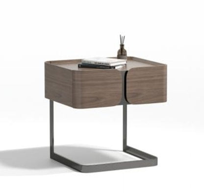 Tronixis Spark Night Table – Walnut Veneer with Metal Leg