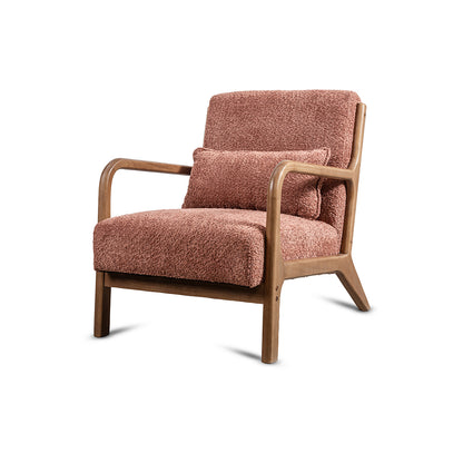 Blue Betty Arm Chair – Bouclé Fabric & Para Wood Frame