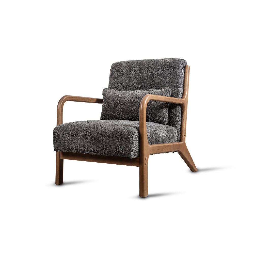 Blue Betty Arm Chair – Bouclé Fabric & Para Wood Frame