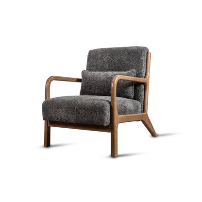 Blue Betty Arm Chair – Bouclé Fabric & Para Wood Frame