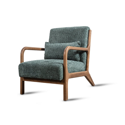 Blue Betty Arm Chair – Bouclé Fabric & Para Wood Frame