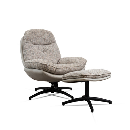 Nimbus Cotton Chair with Ottoman – Cotton Upholstery & Iron Base