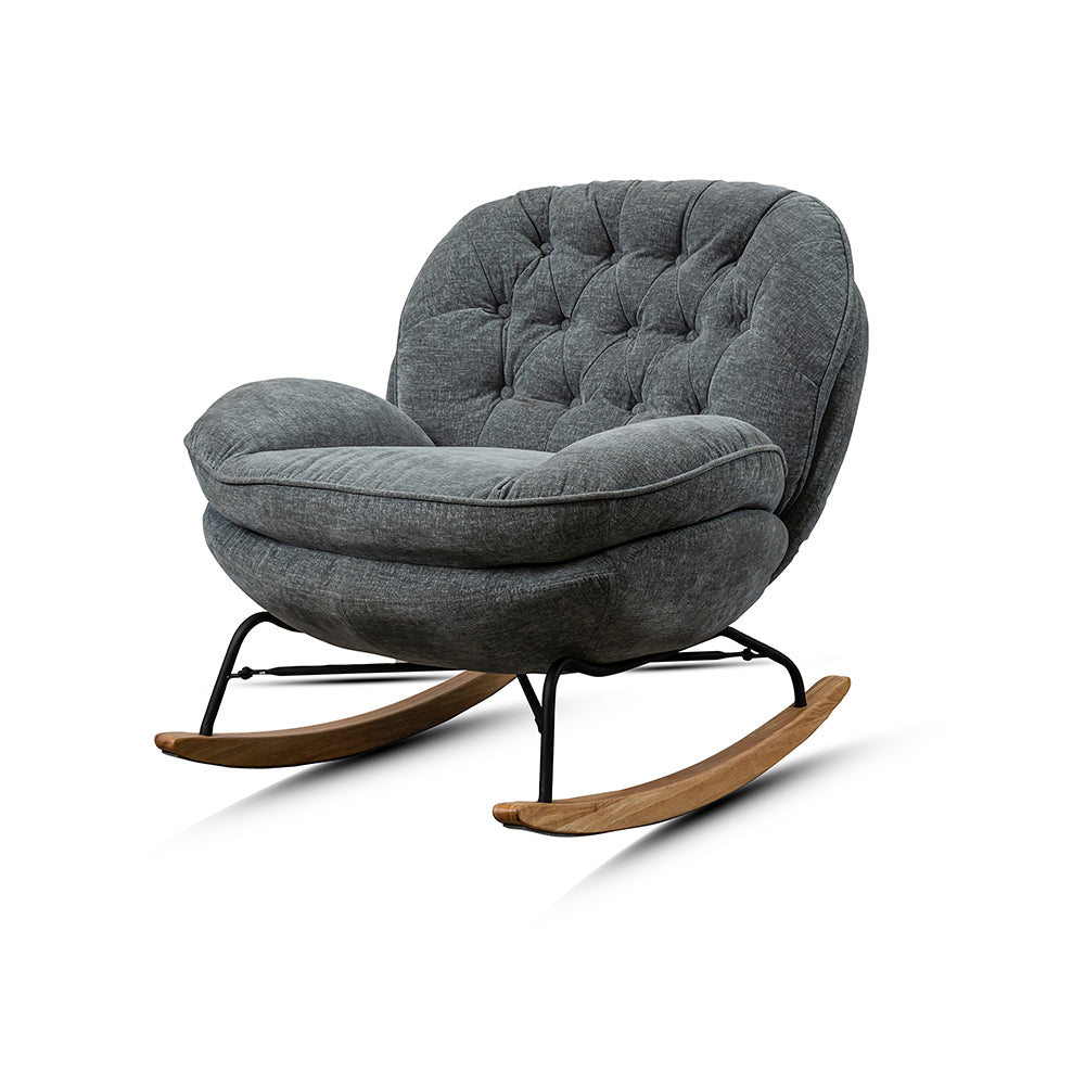 Knack Cotton Rocking Chair – Cotton Upholstery with Iron Frame & Wooden Rockers