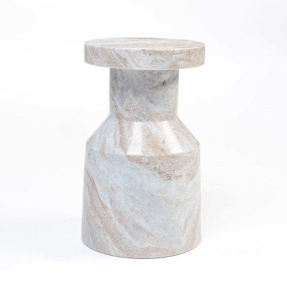 Butterscotch Indian Marble Accent Table– Handcrafted Solid Stone Furniture