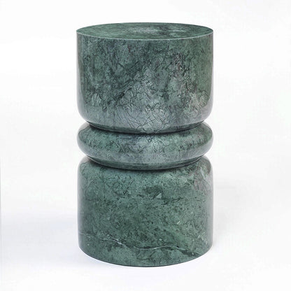 Green Marble Sculptural Side Table – Luxury Solid Stone Furniture