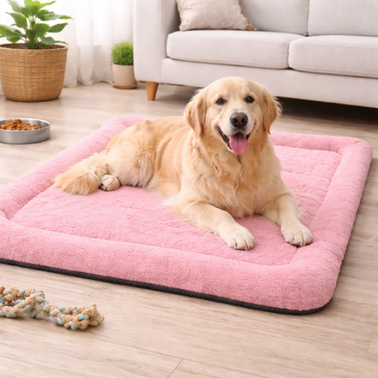 Ultra-Soft Plush Pet Floor Mat – Pink - Washable & Non-Slip