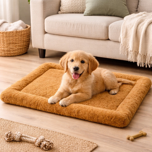 Ultra-Soft Plush Pet Floor Mat – Camel Brown - Washable & Non-Slip