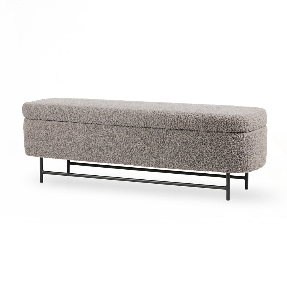 Sequoia Polyester Storage Bench with Steel Legs – Comfortable Upholstered Seating
