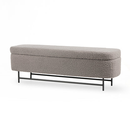 Sequoia Polyester Storage Bench with Steel Legs – Comfortable Upholstered Seating