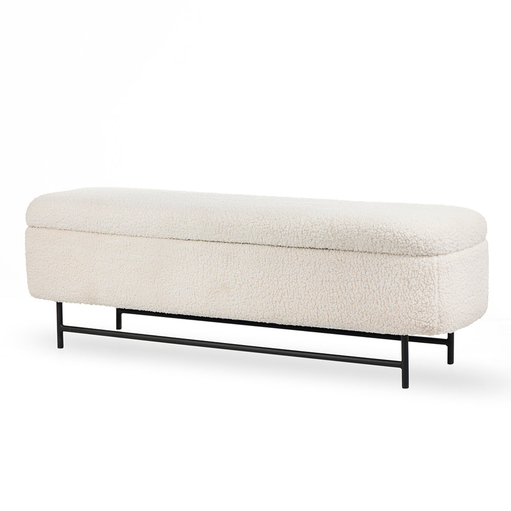 Sequoia Polyester Storage Bench with Steel Legs – Comfortable Upholstered Seating