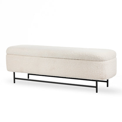 Sequoia Polyester Storage Bench with Steel Legs – Comfortable Upholstered Seating