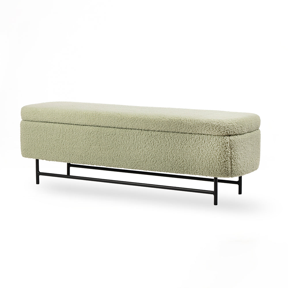 Sequoia Polyester Storage Bench with Steel Legs – Comfortable Upholstered Seating