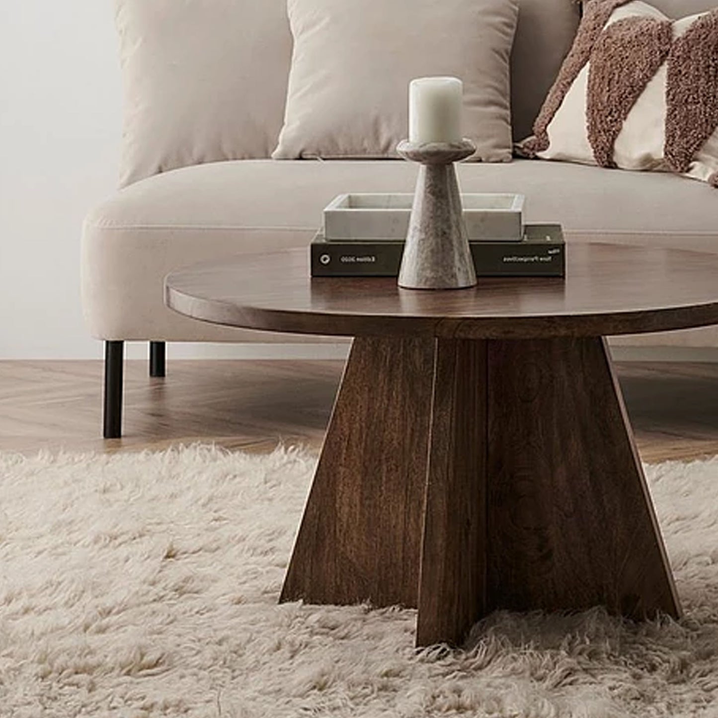 Valen Solid Wood Round Coffee Table