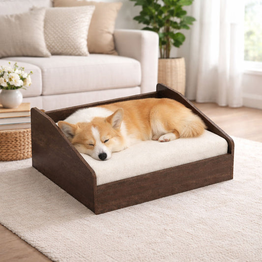 SmartLivin Storage Pet Bed with Cushion - Auburn Oak