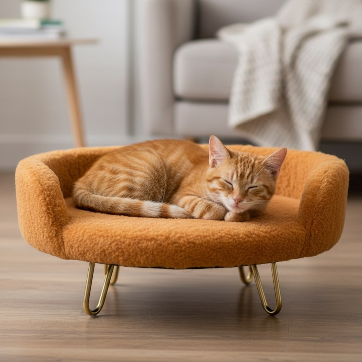 Plush Luxe Pet Bed – Burnt Orange