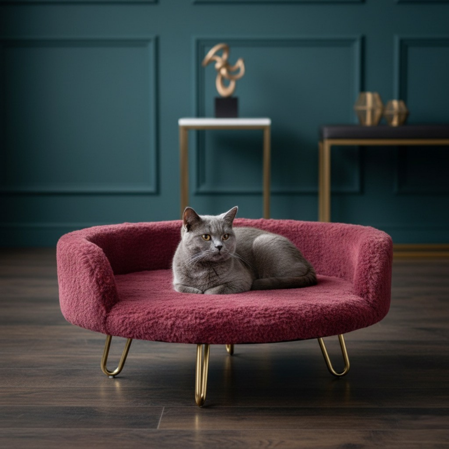 Plush Luxe Pet Bed – Wine Red