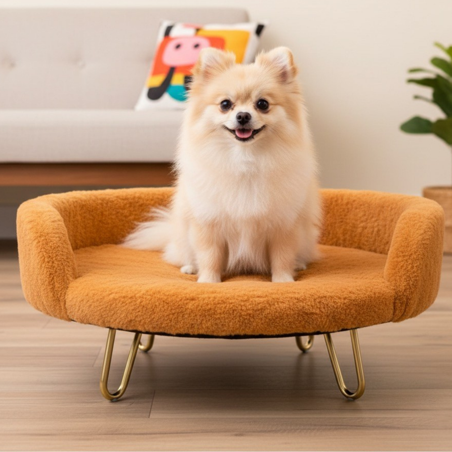 Plush Luxe Pet Bed – Burnt Orange