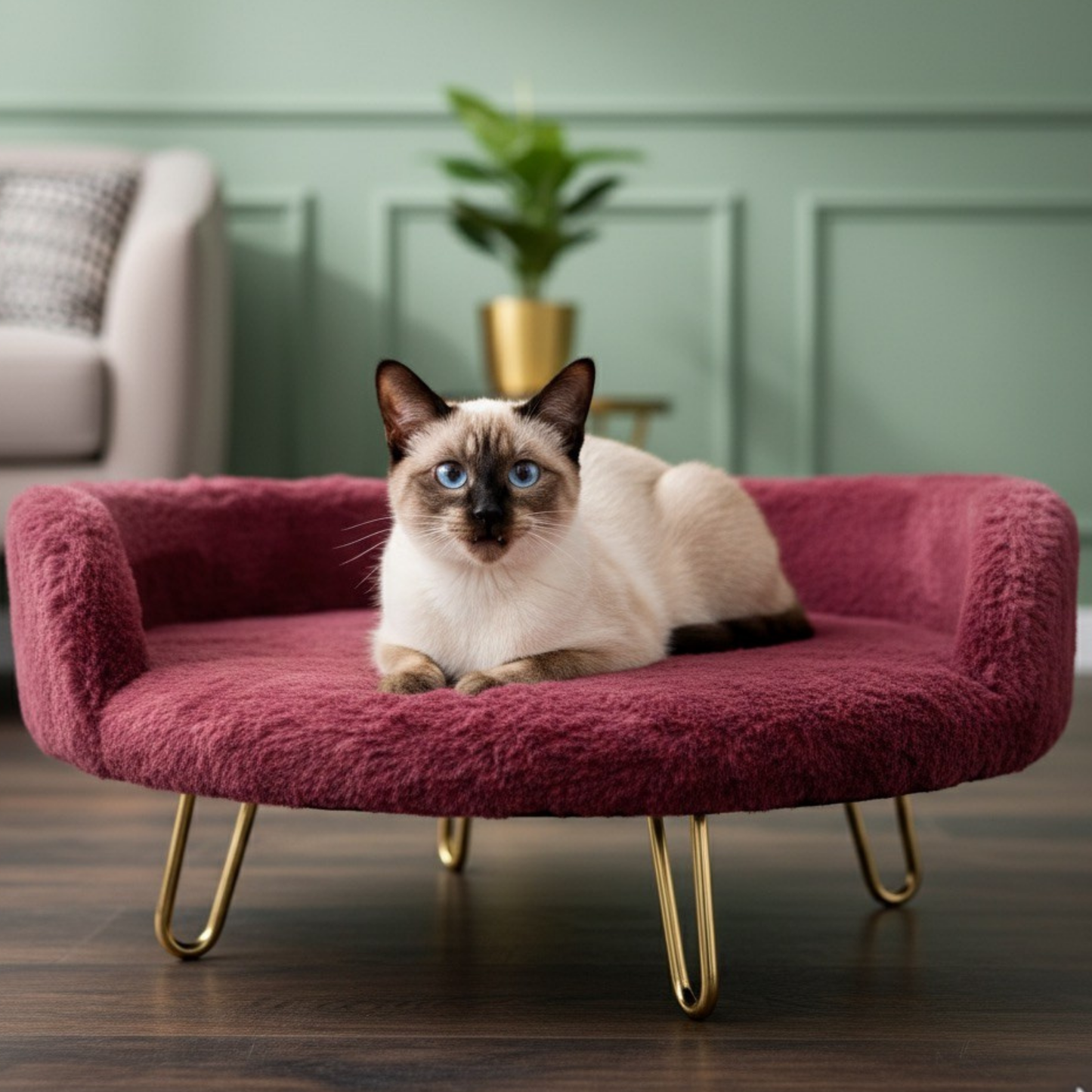 Plush Luxe Pet Bed – Wine Red