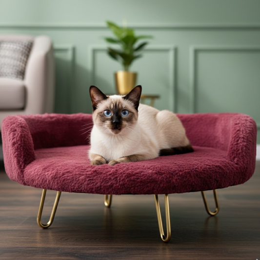 Plush Luxe Pet Bed – Wine Red