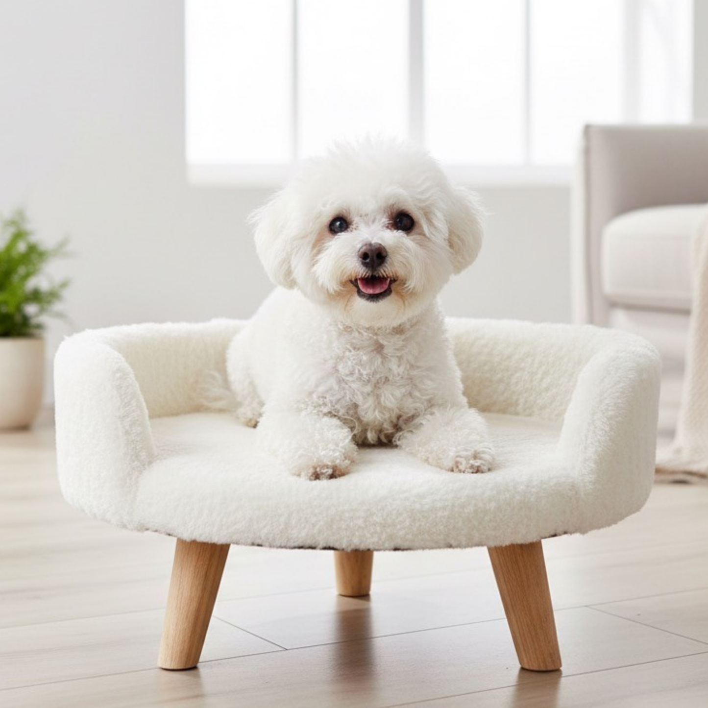 Plush Luxe Pet Bed – Ivory White