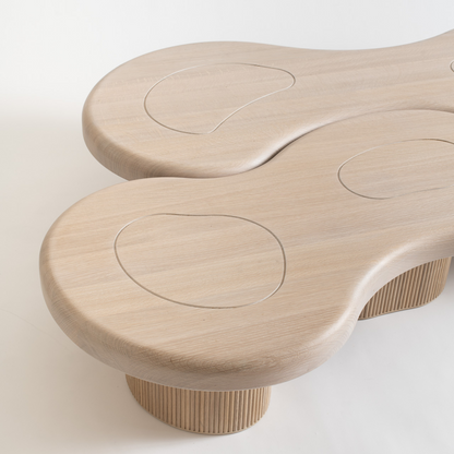 Sculptural Cloud-Shaped Wooden Coffee Table
