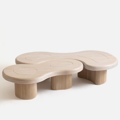 Sculptural Cloud-Shaped Wooden Coffee Table