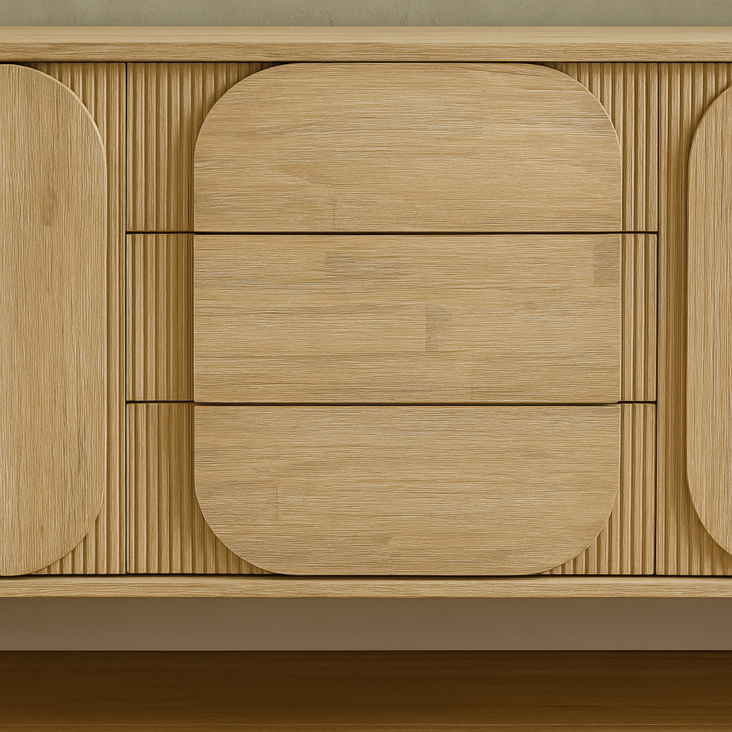 Light Oak Sideboard with Rounded Geometric Fronts
